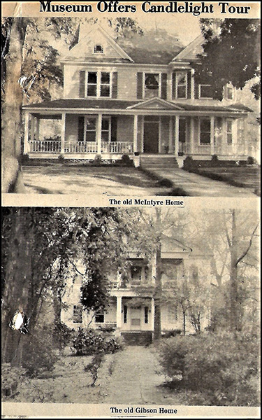 Old newspaper aticle titled: museum offers candlelight tour of the old McIntyre home and the old Gibson home
