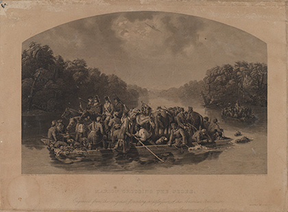 old painting of francis marion crossing the peedee